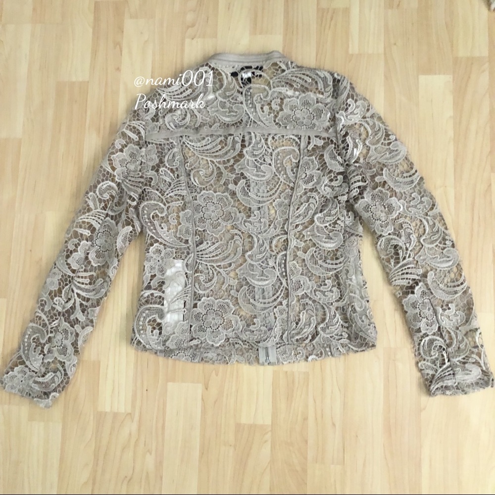 INC Lace Jacket Faux Leather Trim BEIGE COLOR - Picture 5 of 7
